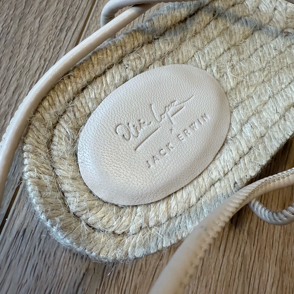 Jack Erwin X Olivia Lopez Espadrille Leather Wrap Cream Lace Sandals New Sz 10 — image 5 of 5